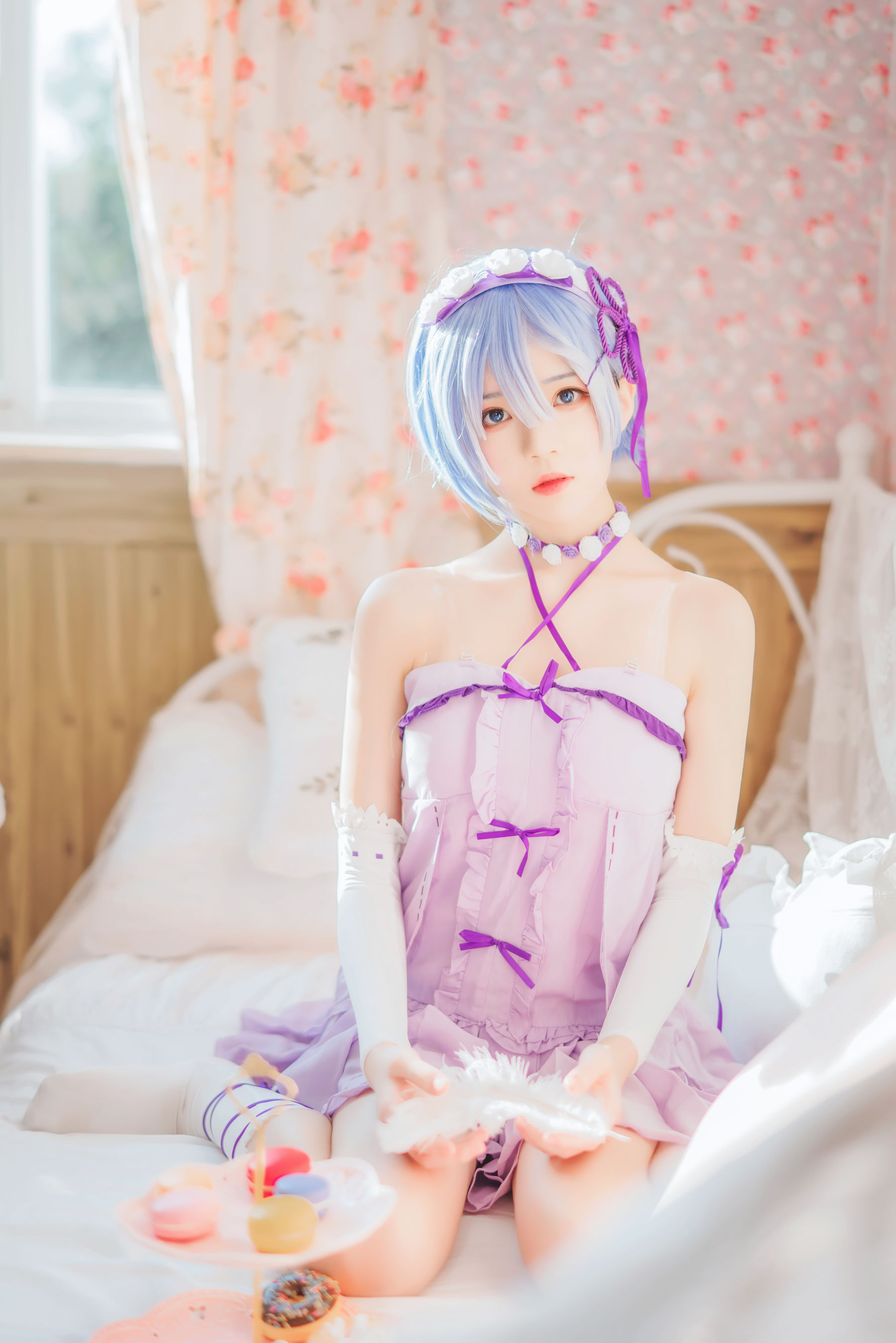 [Cosplay写真] 动漫博主蠢沫沫 – 蕾姆小睡裙 [40P]