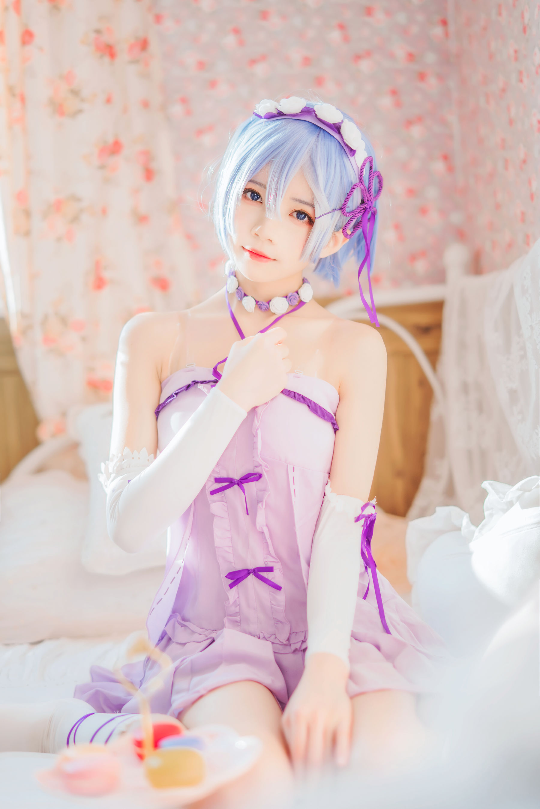 [Cosplay写真] 动漫博主蠢沫沫 – 蕾姆小睡裙 [40P]