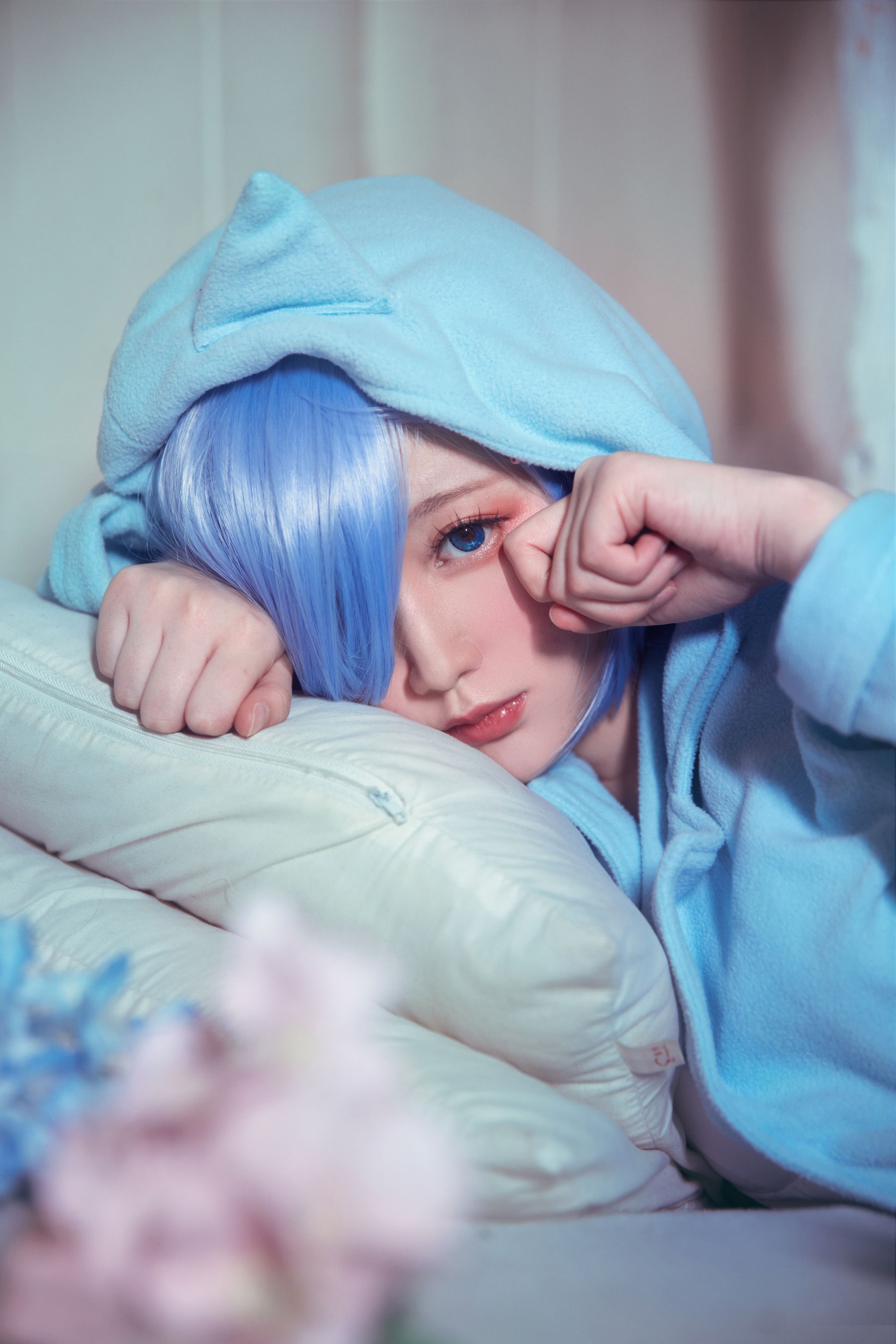 [Cosplay写真] 动漫博主弦音sic – RE从零开始的异世界生活 蕾姆猫咪睡衣 [9P]