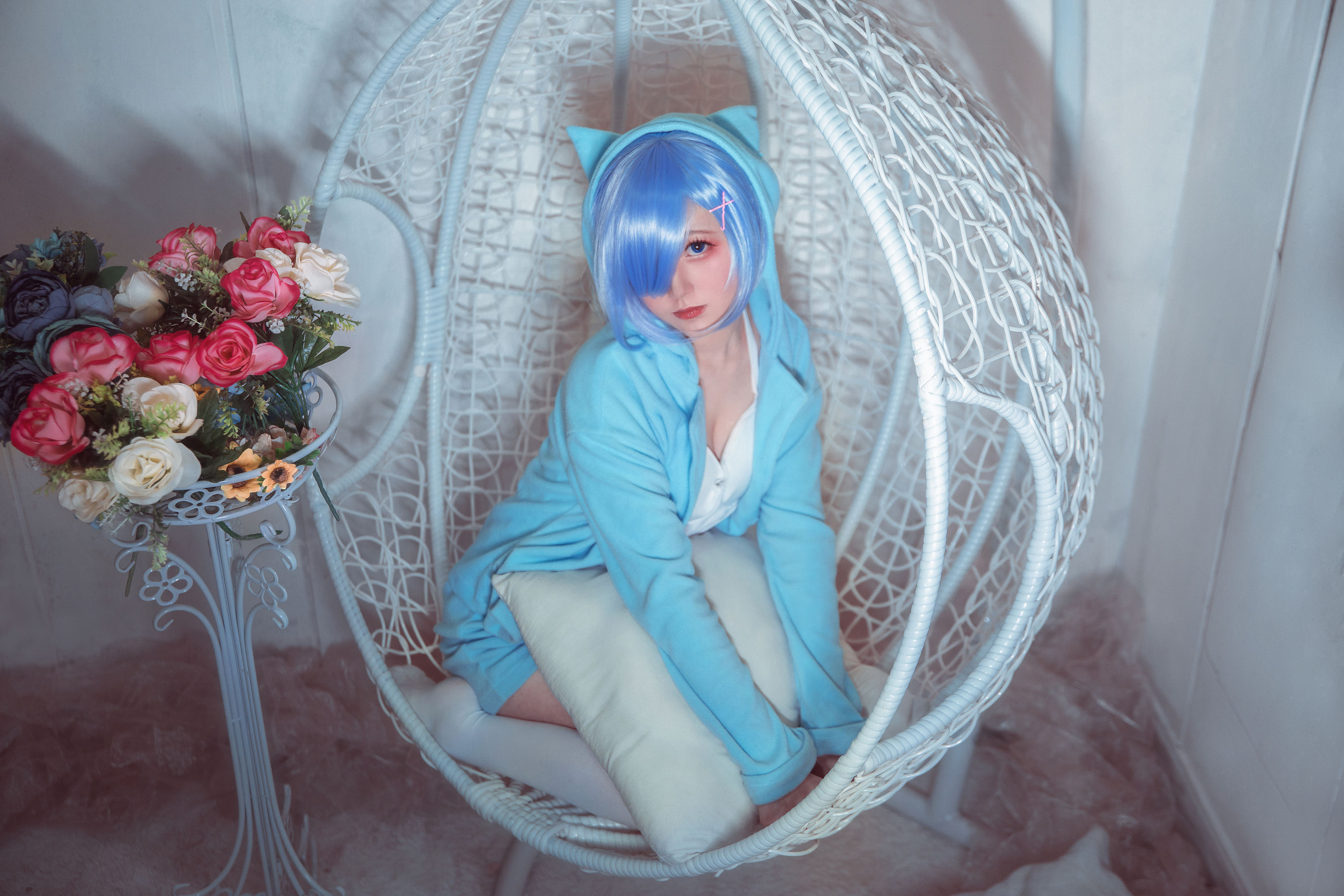 [Cosplay写真] 动漫博主弦音sic – RE从零开始的异世界生活 蕾姆猫咪睡衣 [9P]