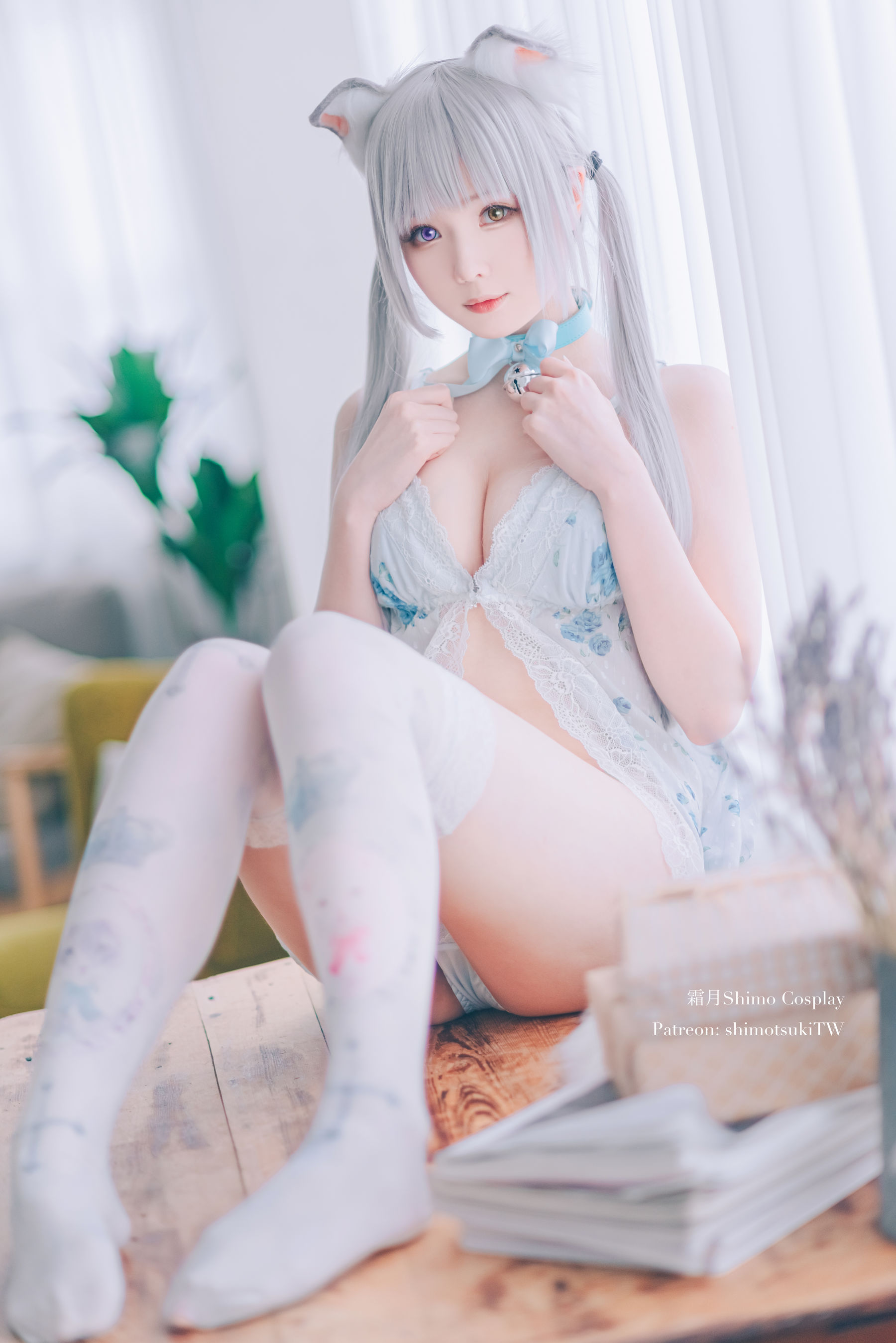 微博妹纸霜月shimo – ベビードールと灰色ねこ [15P]