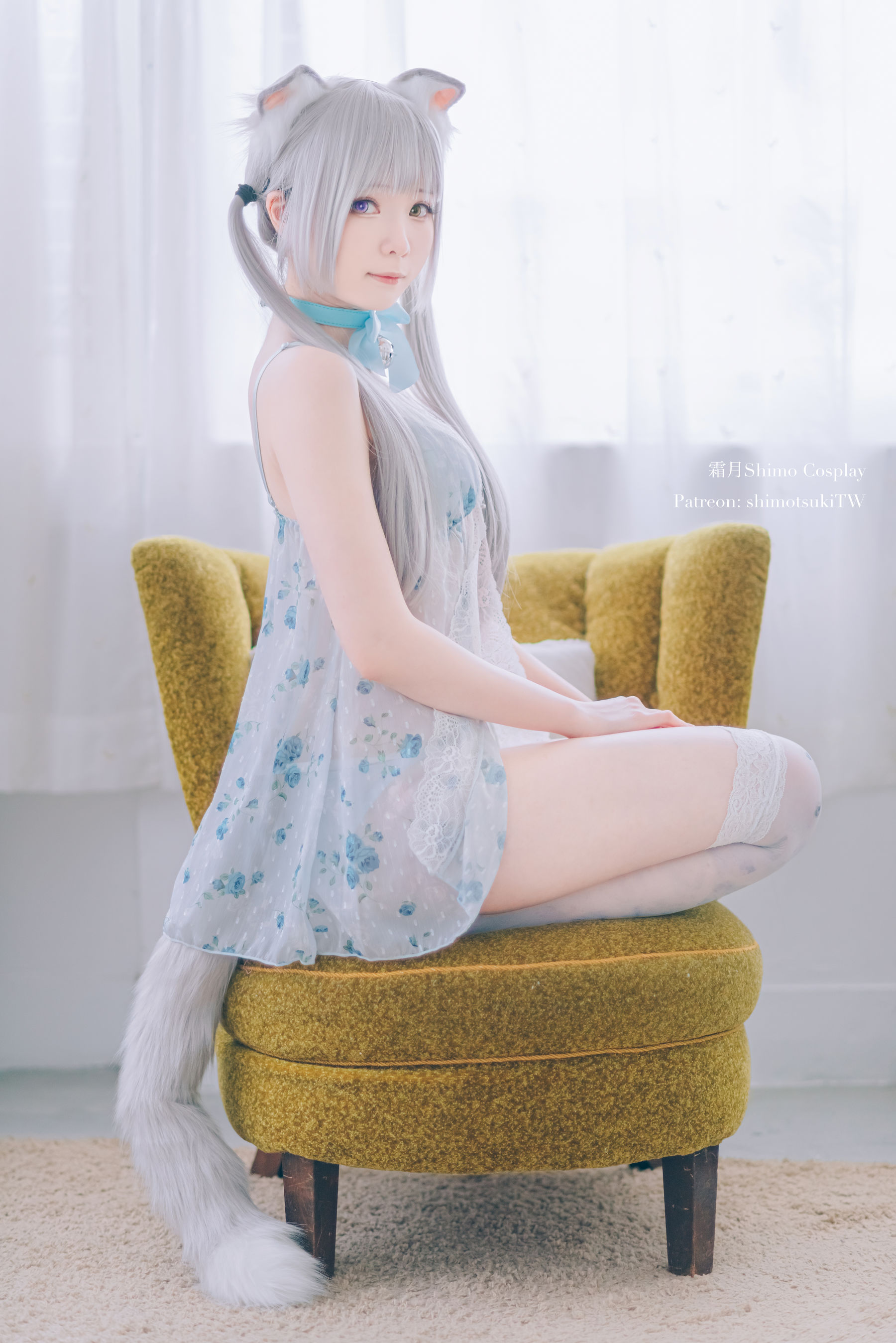 微博妹纸霜月shimo – ベビードールと灰色ねこ [15P]