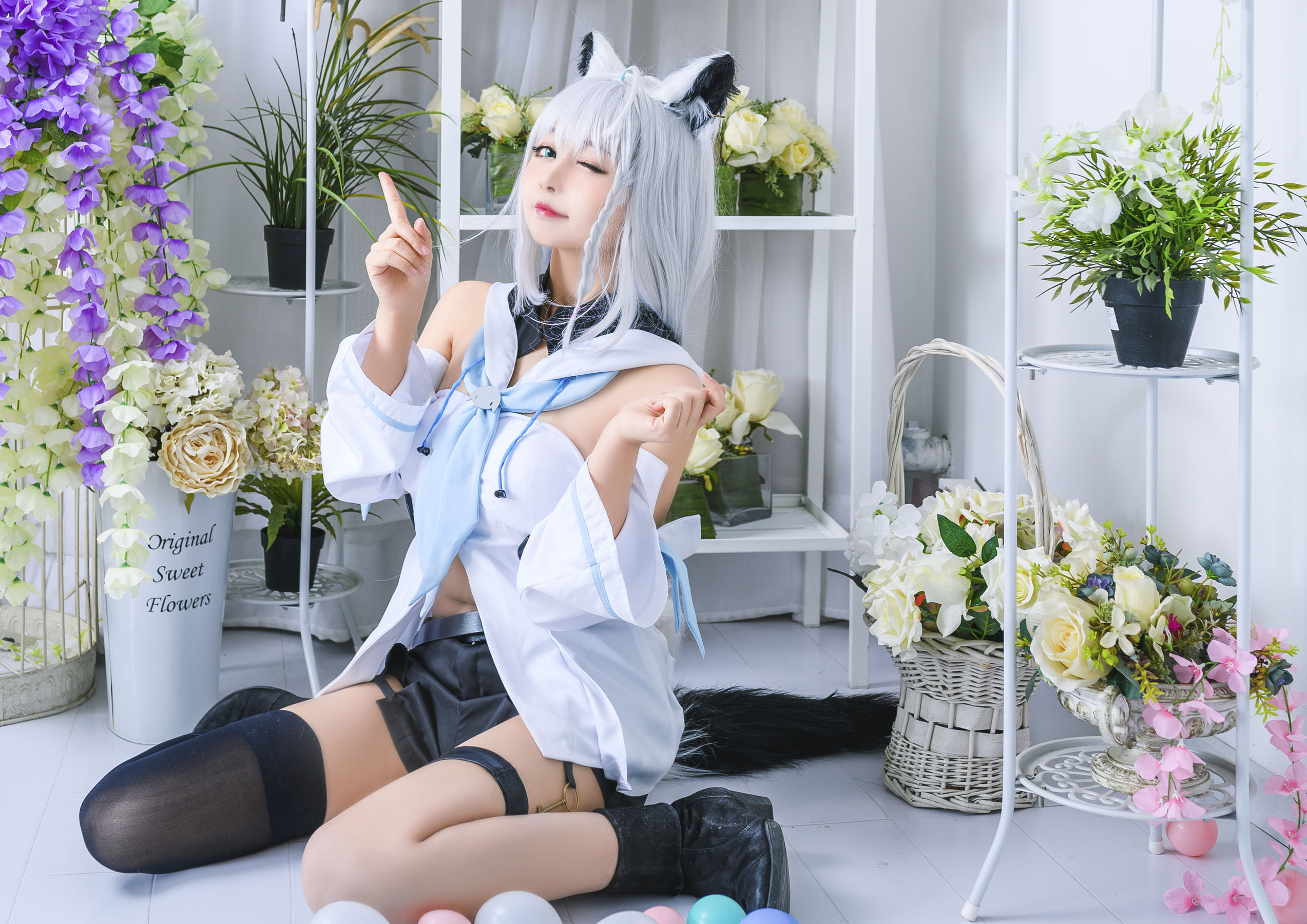 大眼萌妹黑猫猫OvO – 白上吹雪 [12P]