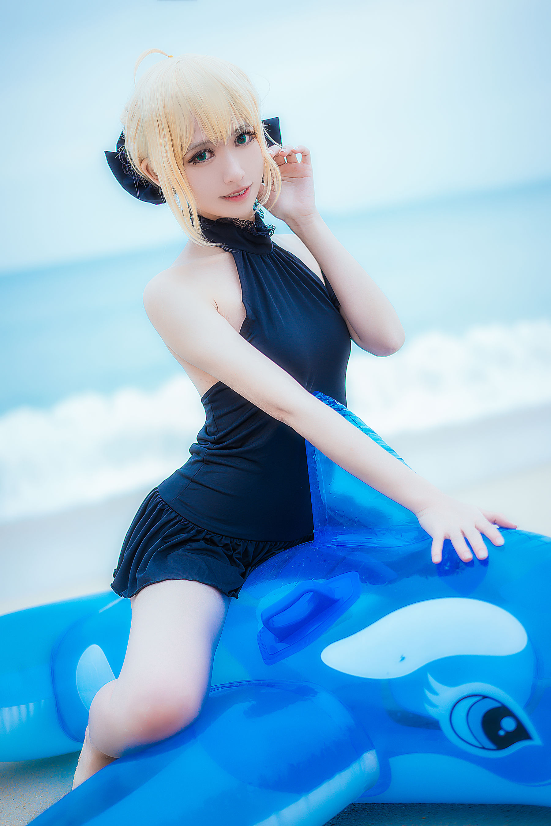 超人气Coser鳗鱼霏儿 King of Knight 海边 [11P]