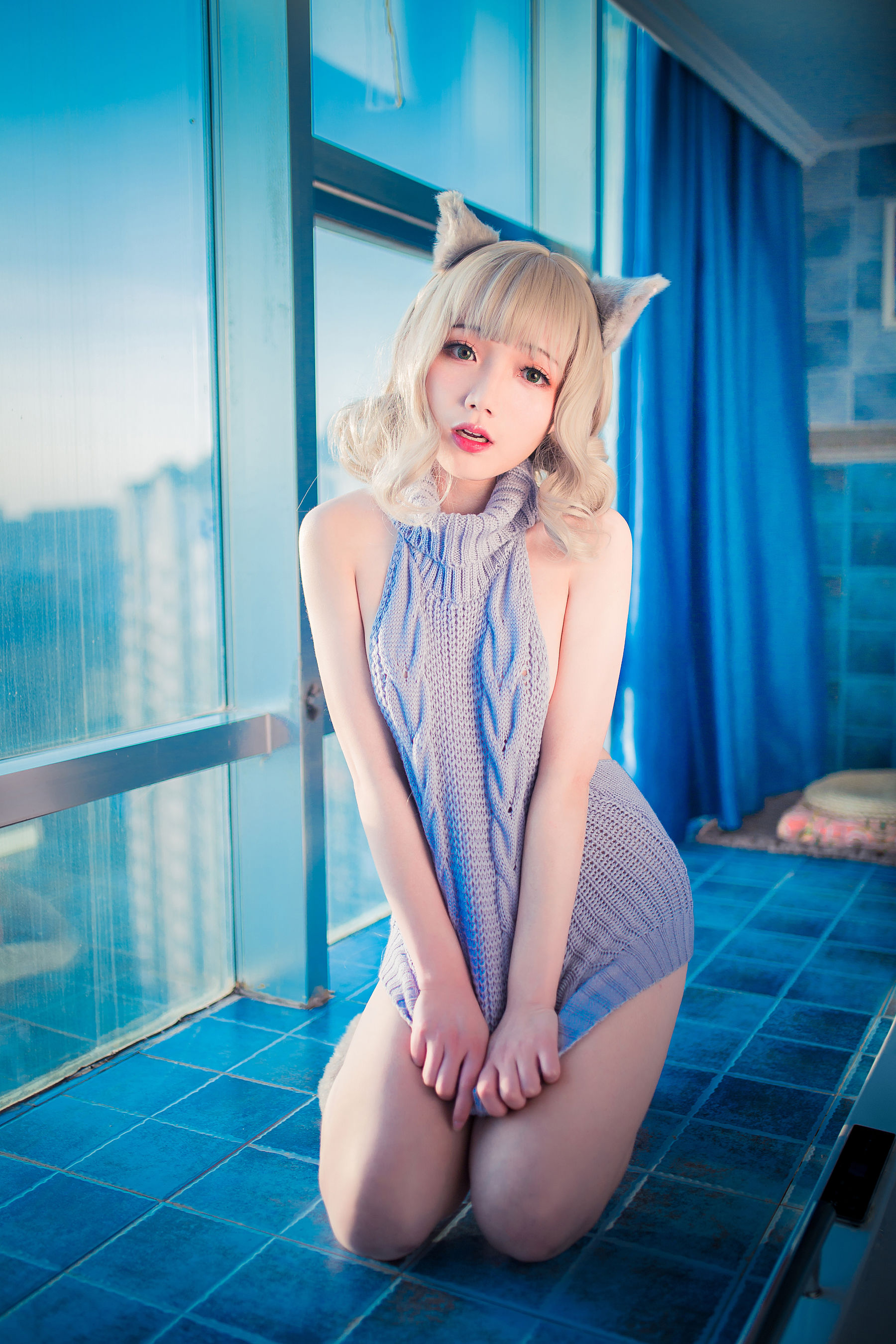 萝莉福利真央Mao – 露背毛衣 [50P]