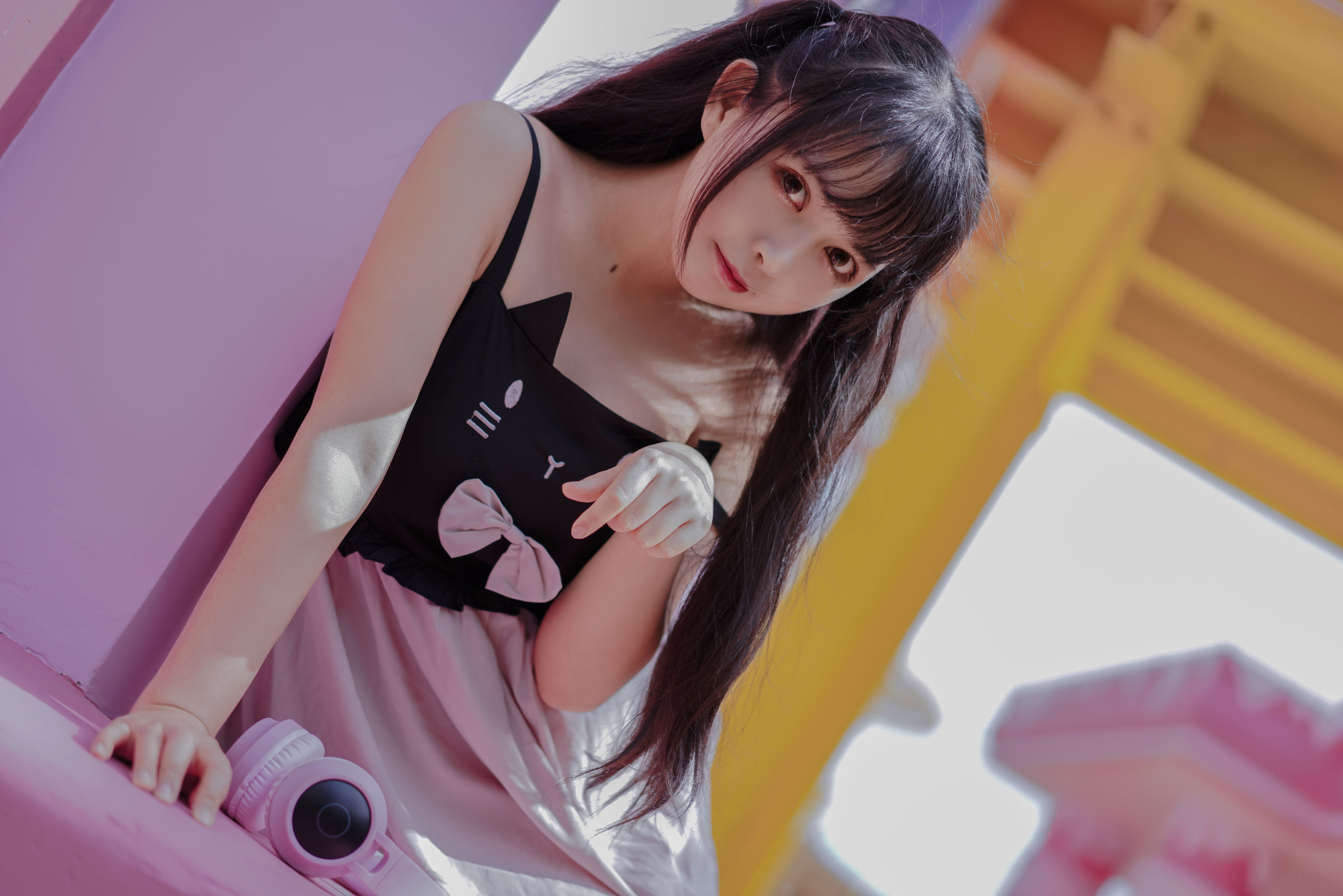 [Cosplay写真] 大眼萌妹黑猫猫OvO – pink [21P]