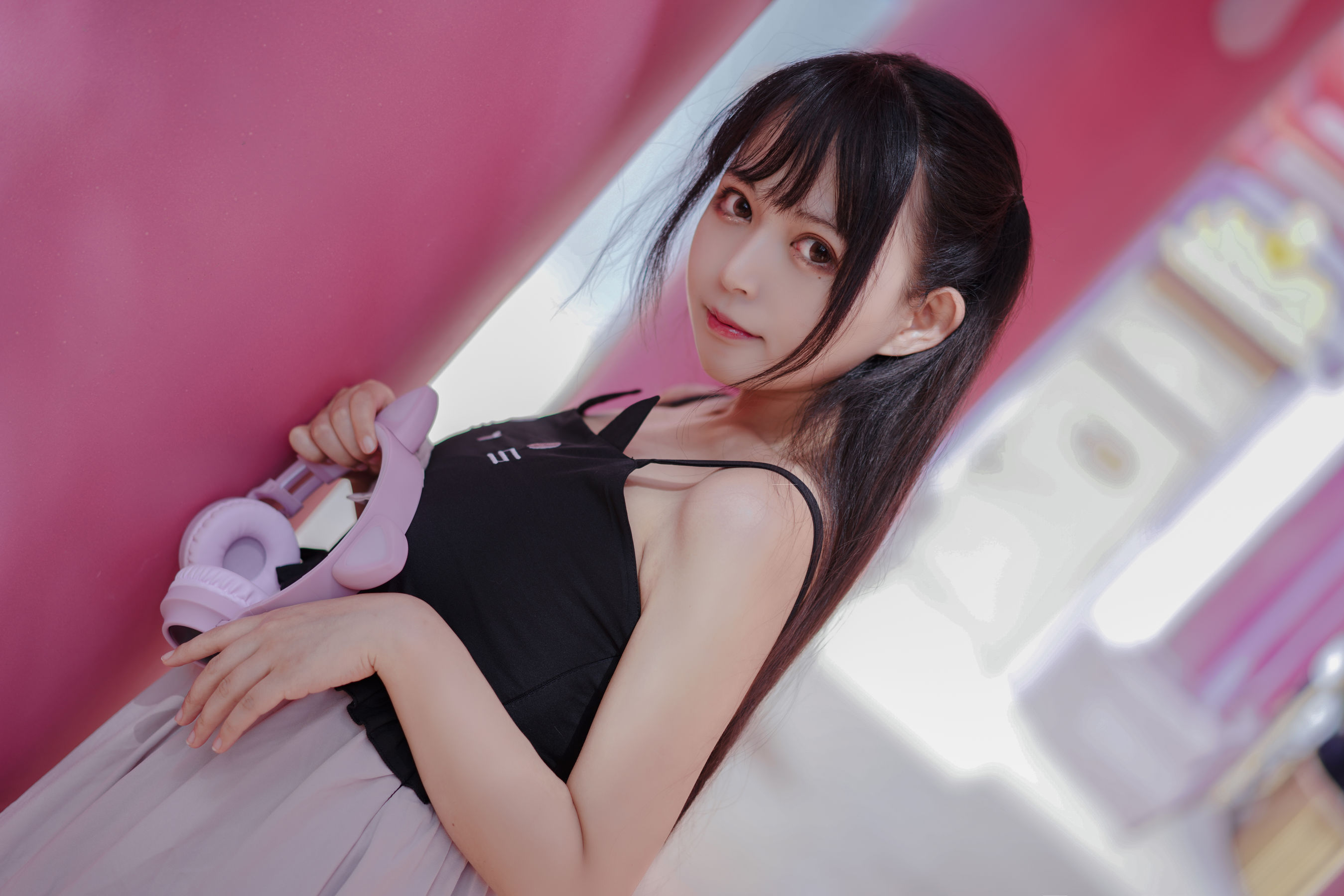 [Cosplay写真] 大眼萌妹黑猫猫OvO – pink [21P]