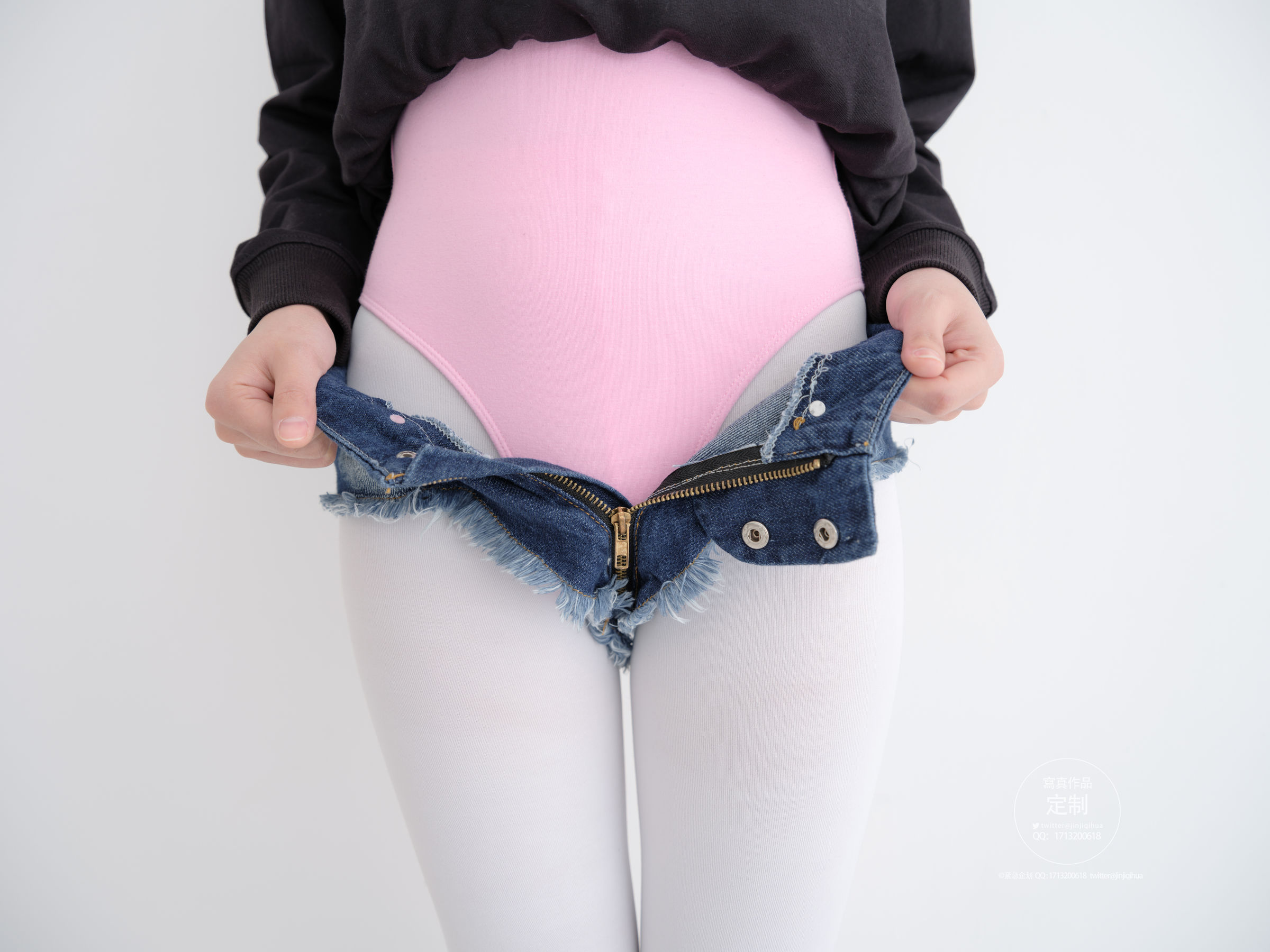 [紧急企划] EX-001 见希w 白丝牛仔短裤 [79P]