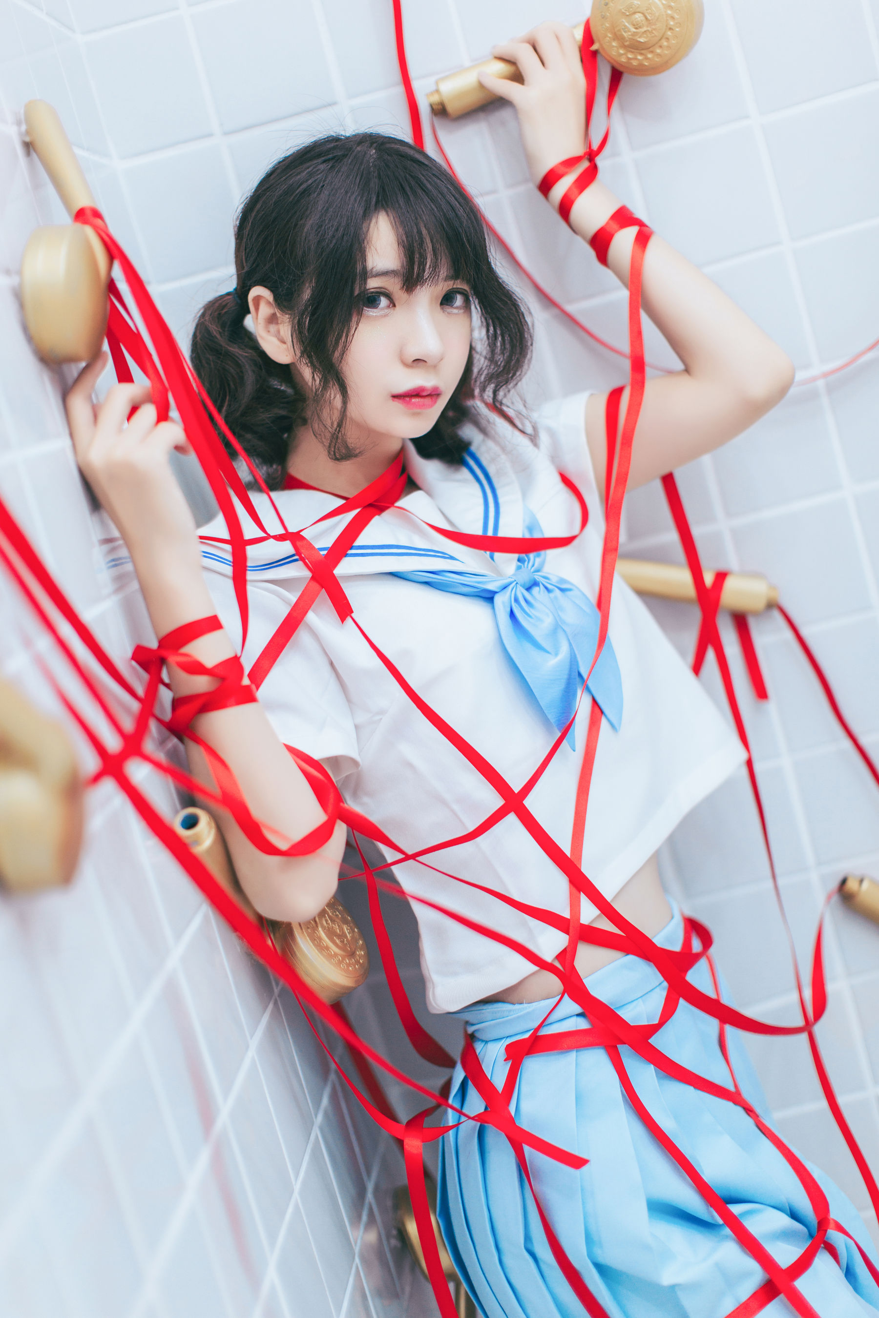 [Cosplay写真] 疯猫ss – 浴室JK [21P]