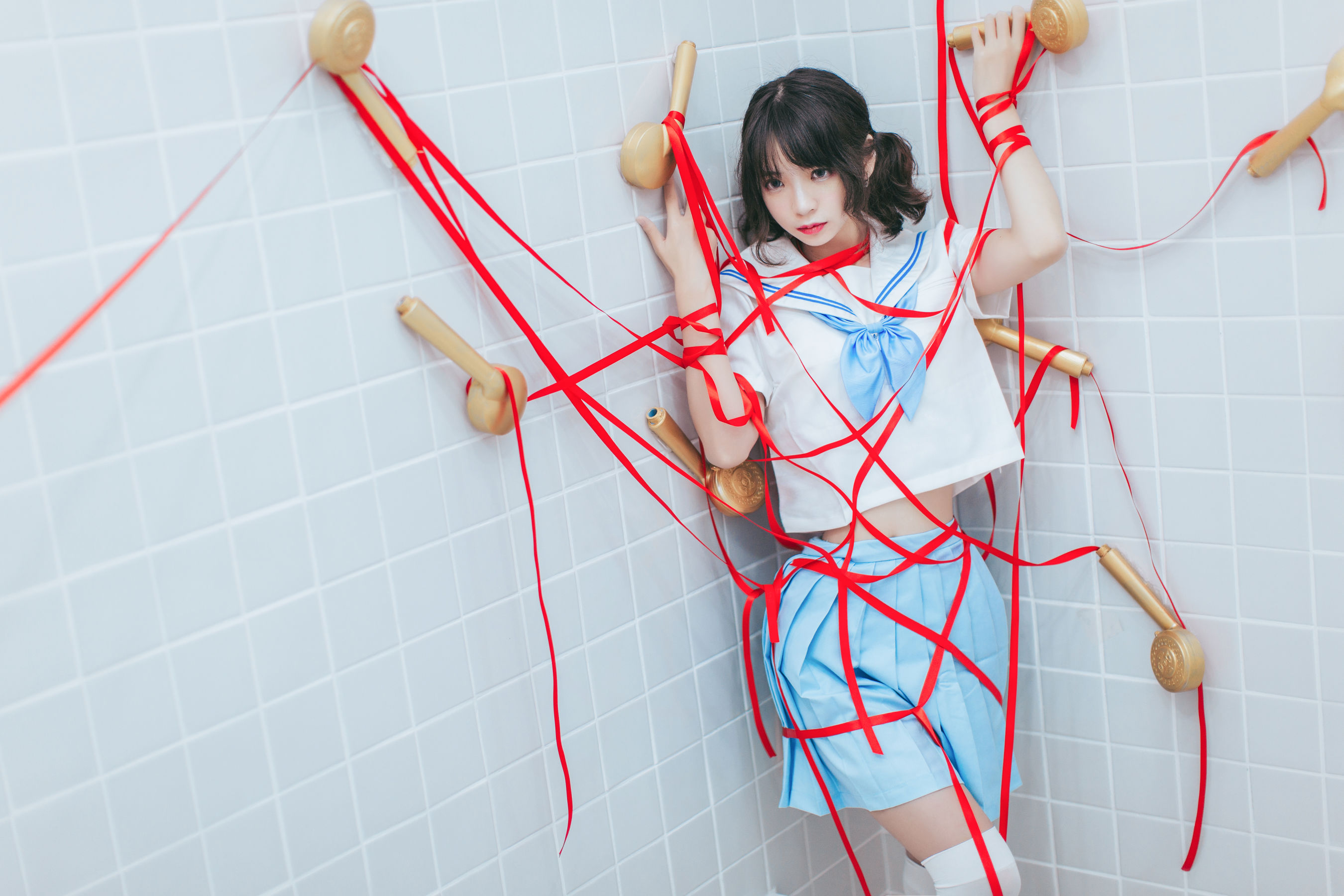 [Cosplay写真] 疯猫ss – 浴室JK [21P]