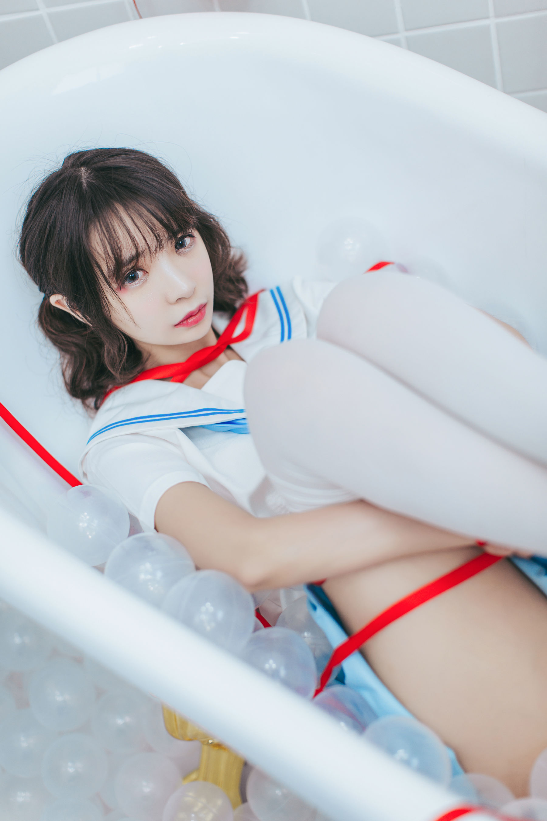 [Cosplay写真] 疯猫ss – 浴室JK [21P]