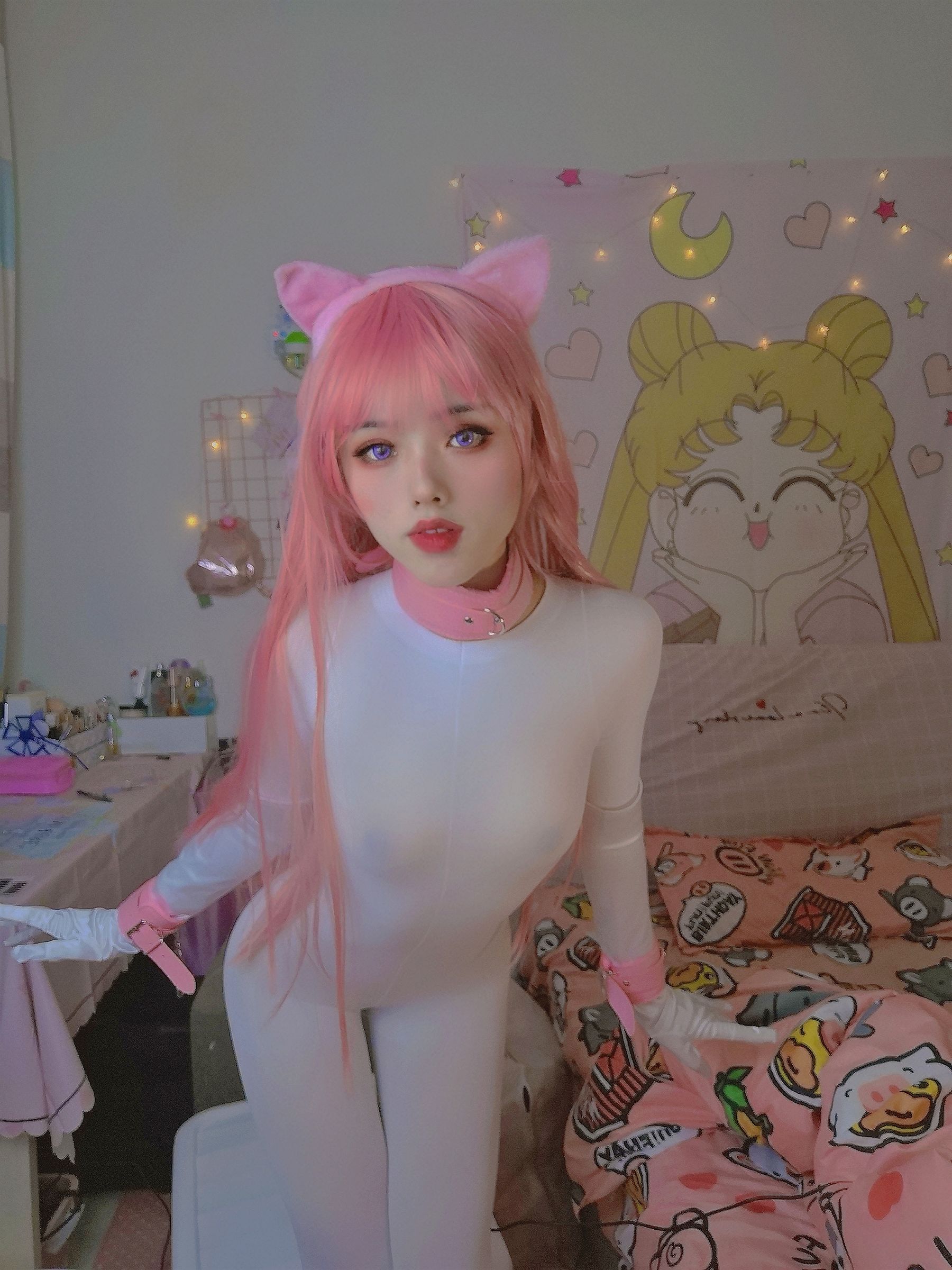 钛合金大粑粑 – 连体白丝 [15P]