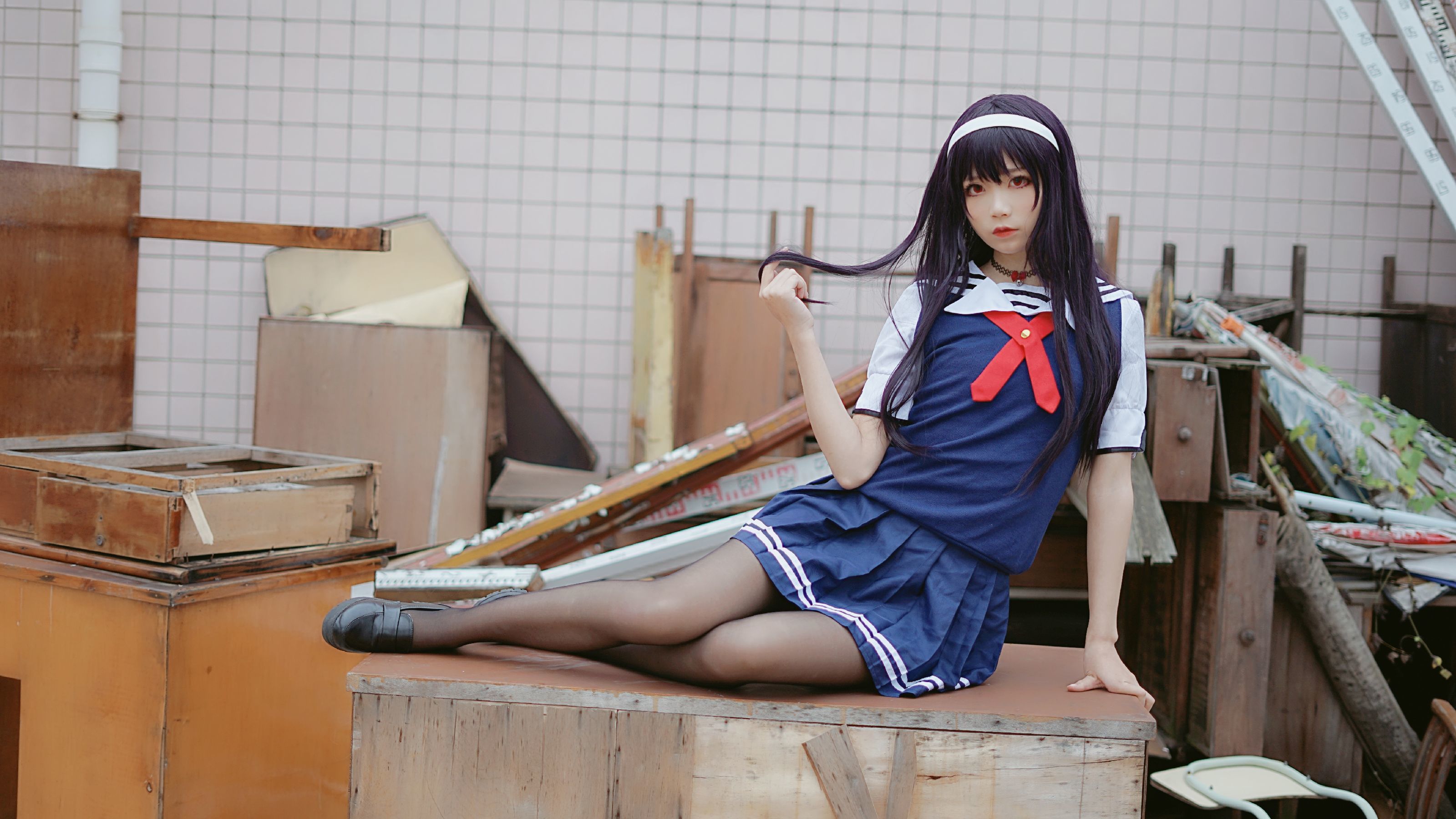 [萝莉COS] 清纯少女五更百鬼 – 学姐校服 [25P]