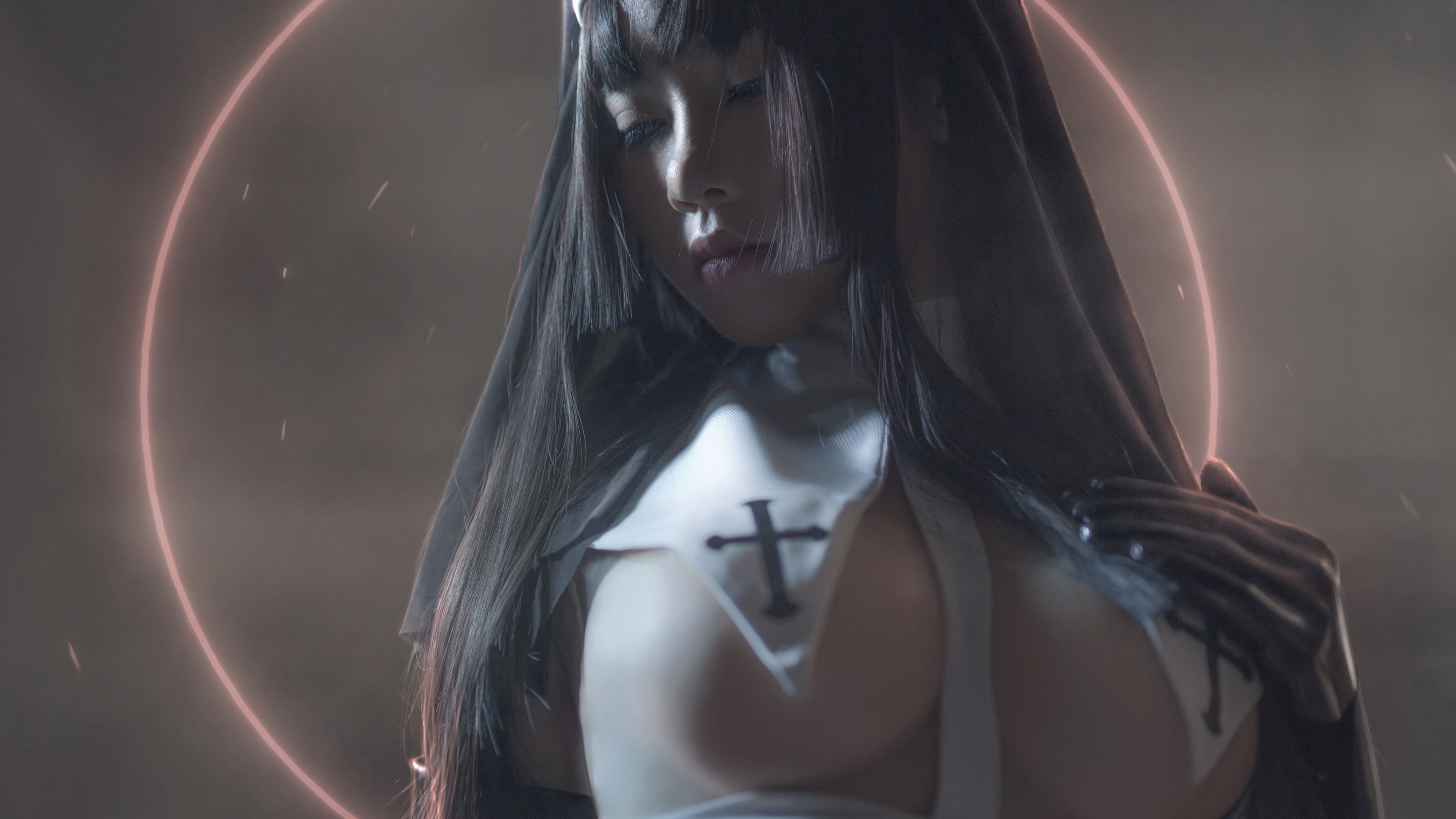 动漫博主uki雨季 – 修女黑胶衣 [12P]