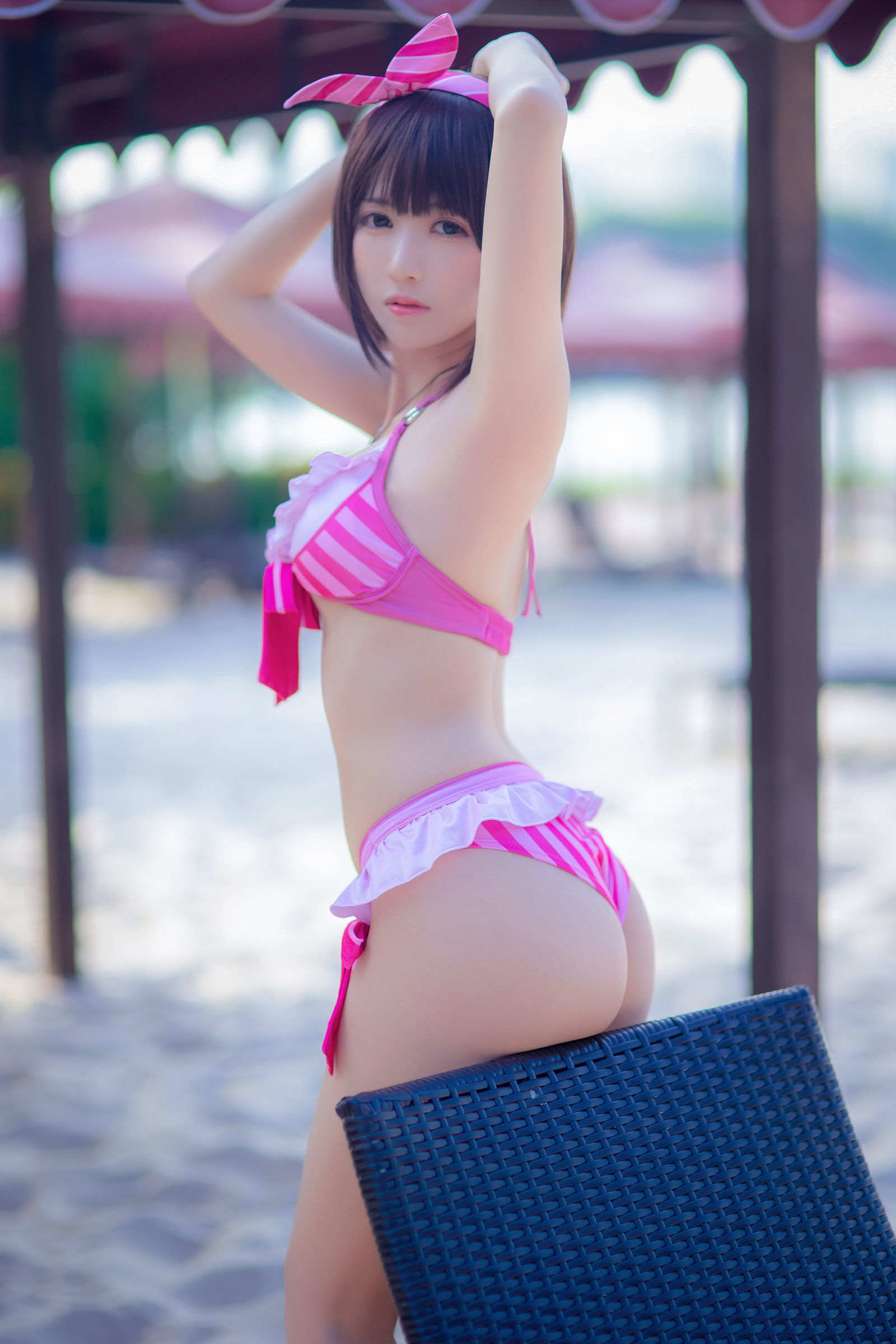 [萝莉COS] 鳗鱼霏儿 – 加藤惠 粉色泳装 [20P]