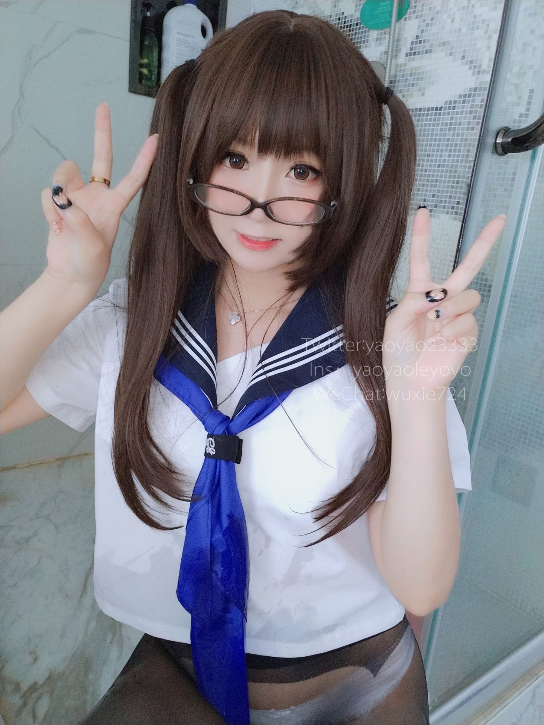 [萝莉COS] 摇摇乐yoyo – 蓝色jk [37P]