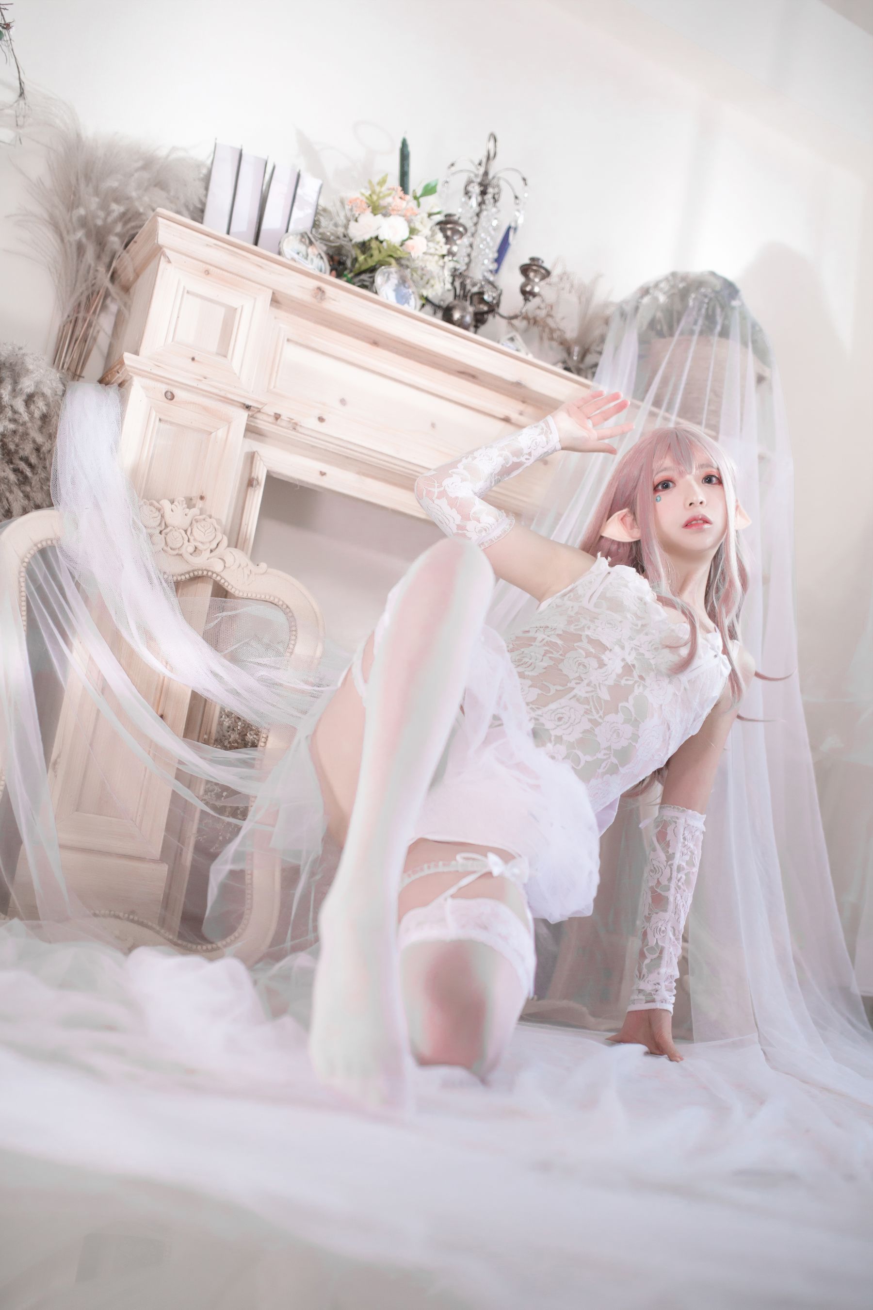 [Cosplay写真] 疯猫ss – 纯白精灵 [29P]