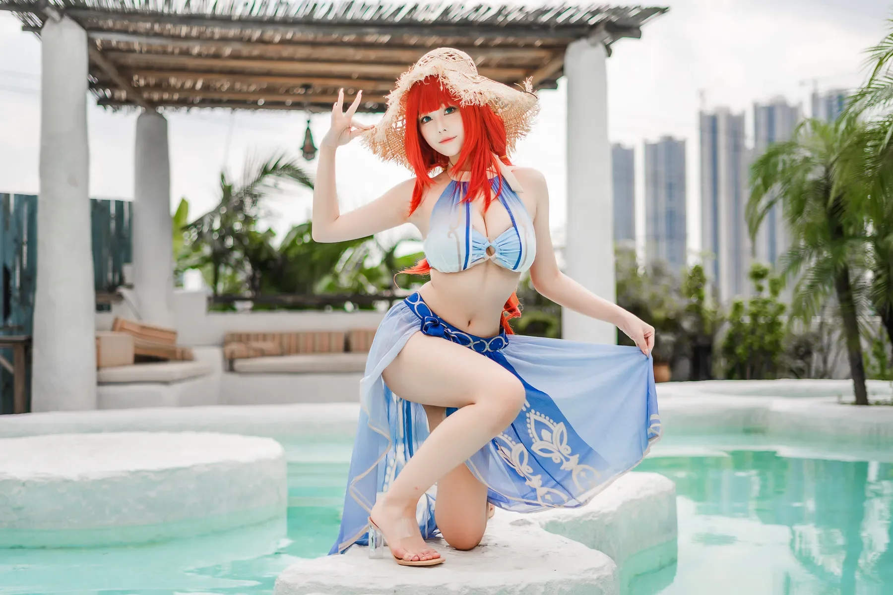 蜜汁猫裘 – 原神 妮露泳装 [21P]