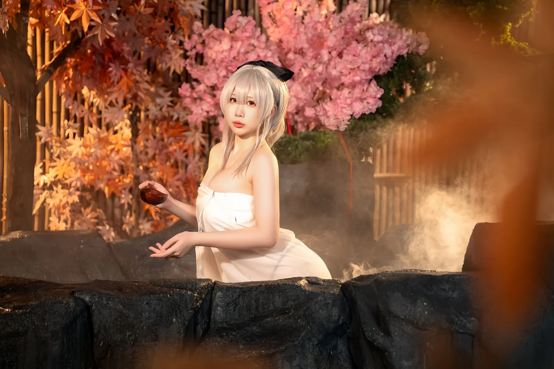 九言&#038;小瑶幺幺&#038;喜茶苍苍子 – 碧蓝 温泉之旅 [66P]