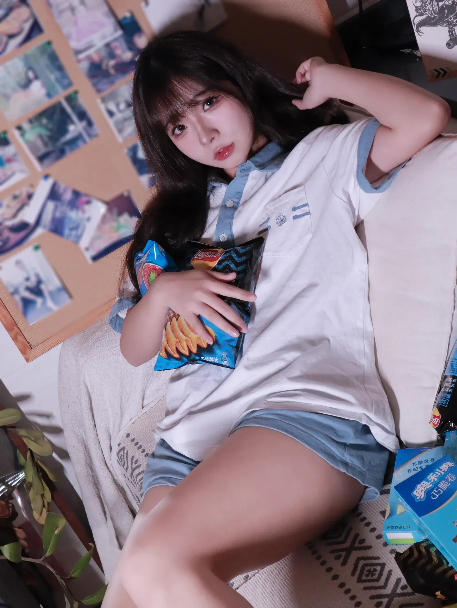 yuuhui玉汇 – 蓝白条少女 [79P]