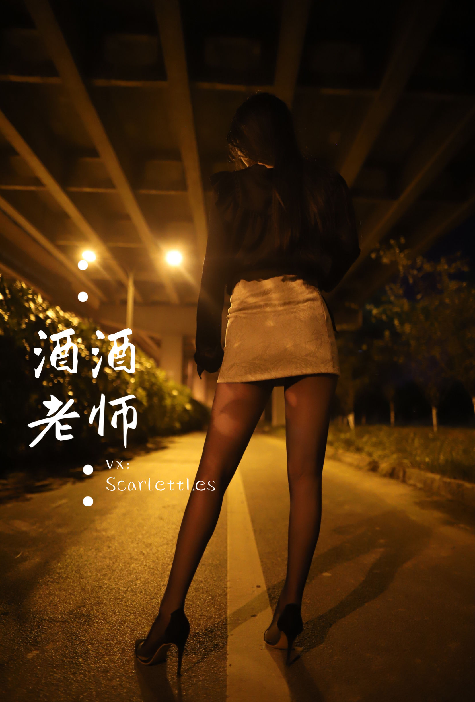 酒酒老师 – 桥下的户外丝袜课堂 [88P]