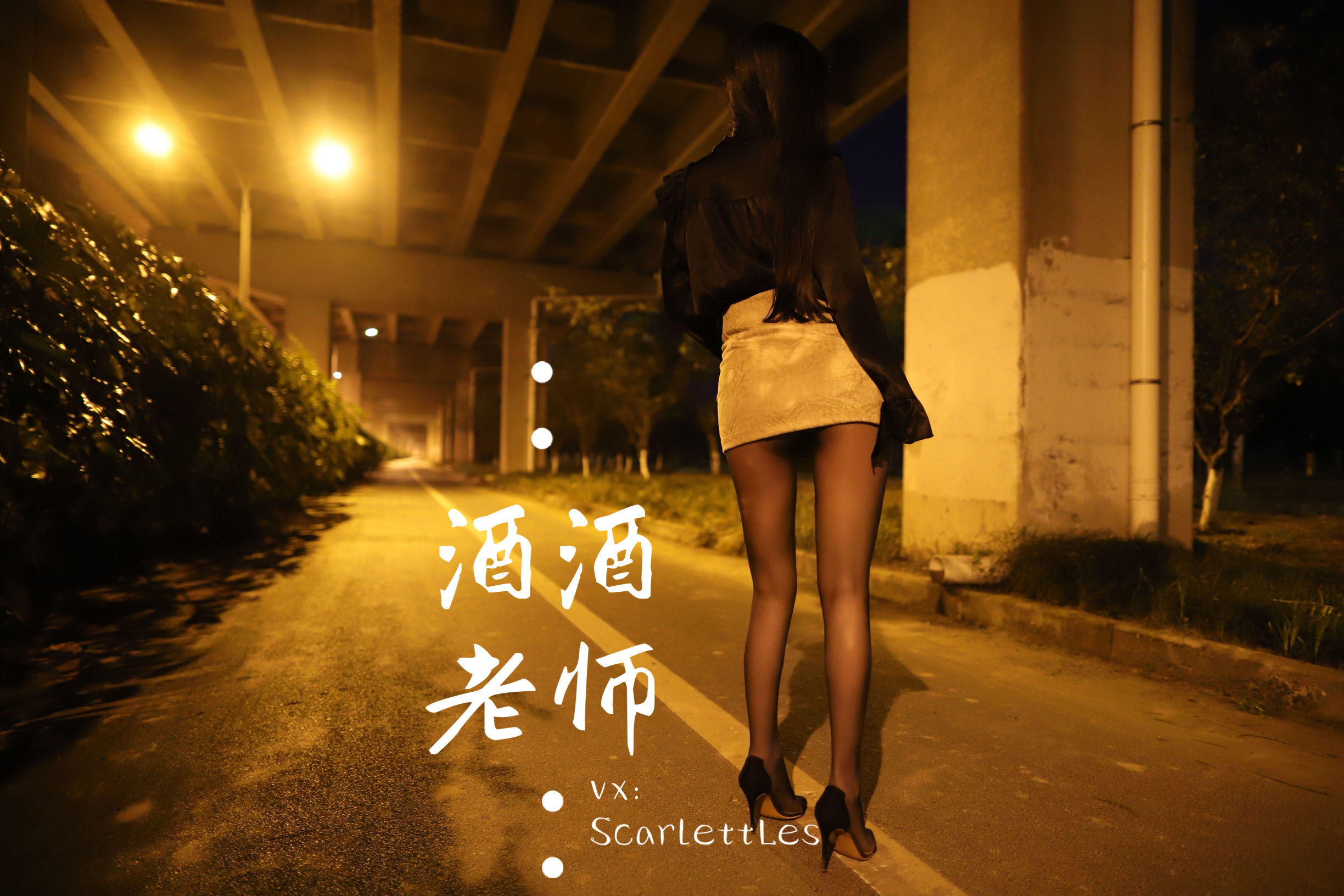 酒酒老师 – 桥下的户外丝袜课堂 [88P]