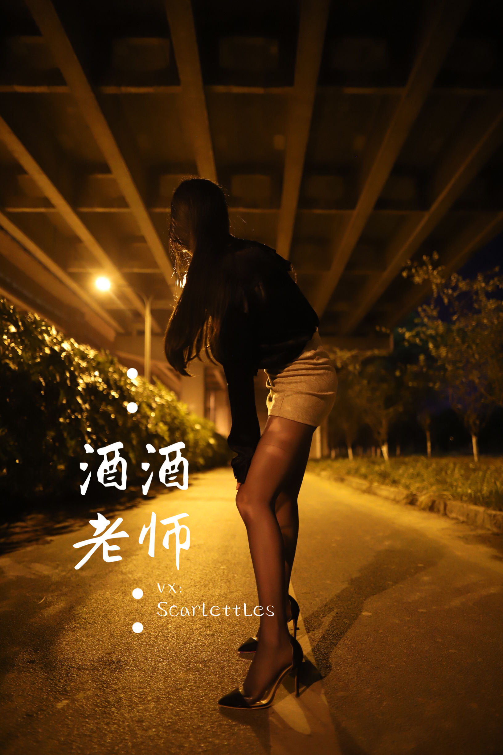 酒酒老师 – 桥下的户外丝袜课堂 [88P]