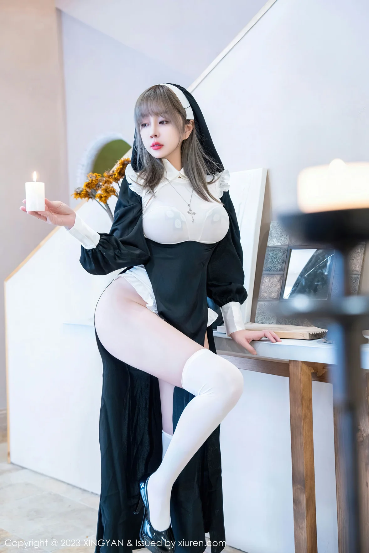 星颜社 Vol.187 王雨纯 性感黑色修女性感写真 [76P]