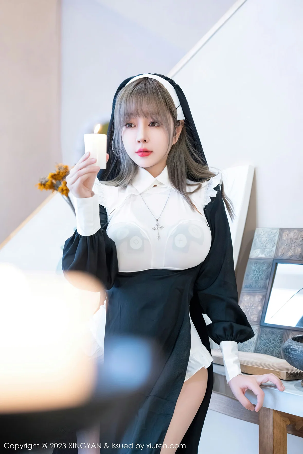 星颜社 Vol.187 王雨纯 性感黑色修女性感写真 [76P]