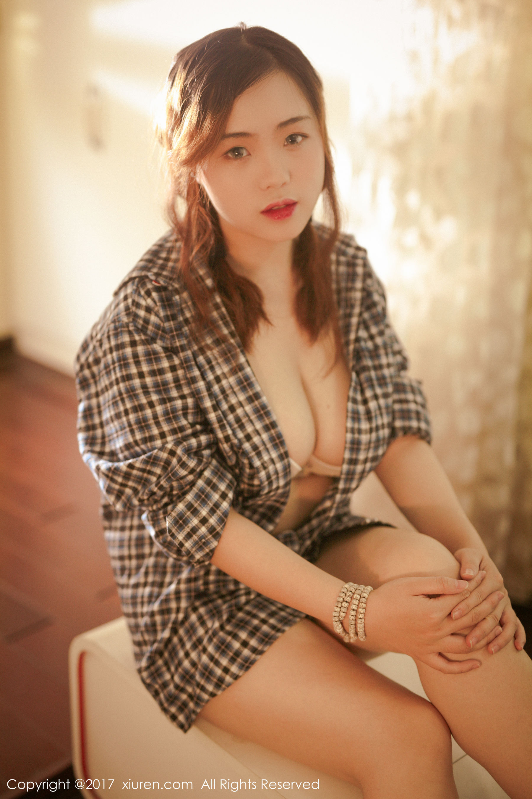 米爱Demon《格子衬衫+半透内衣系列》 秀人网XIUREN No.754