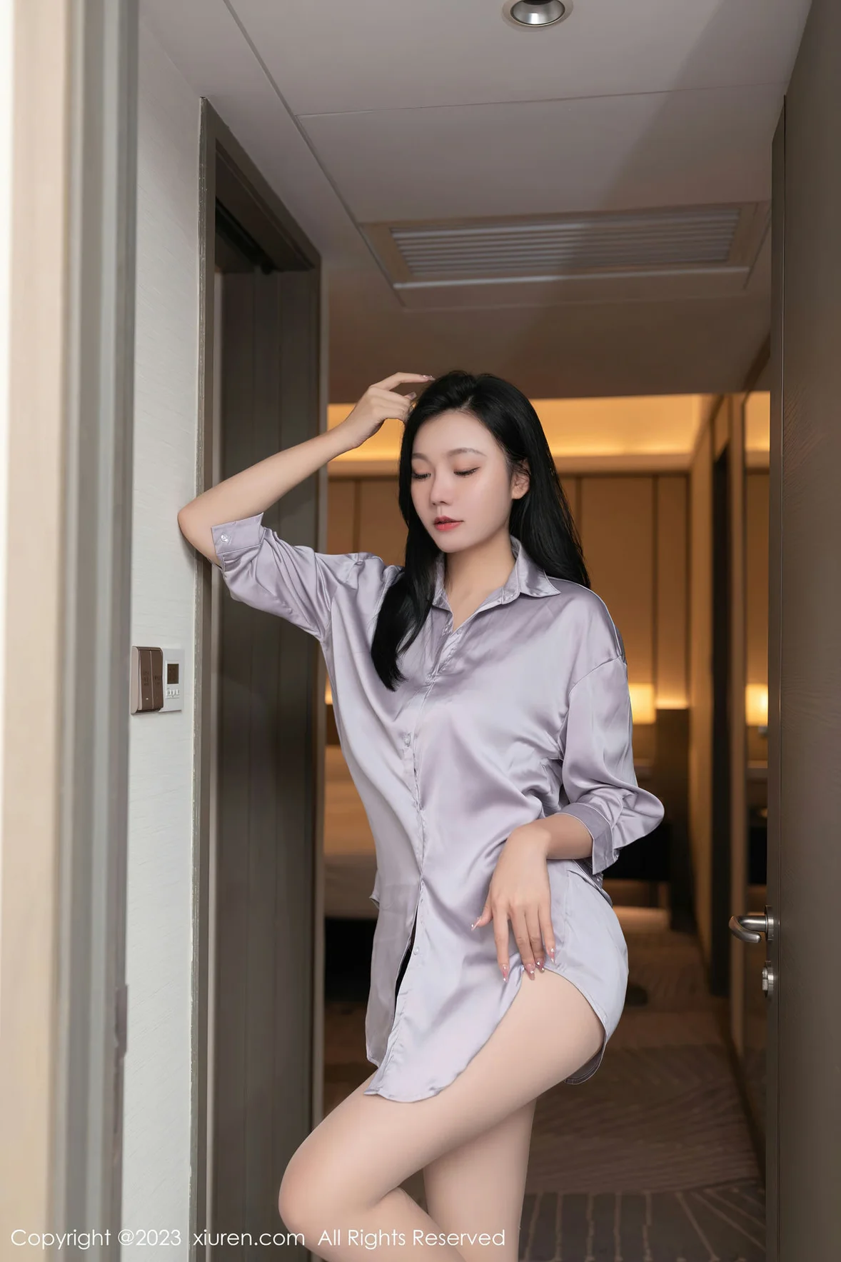 秀人网 No.7376 安然anran 浅色薄纱内衣性感写真 [77P]