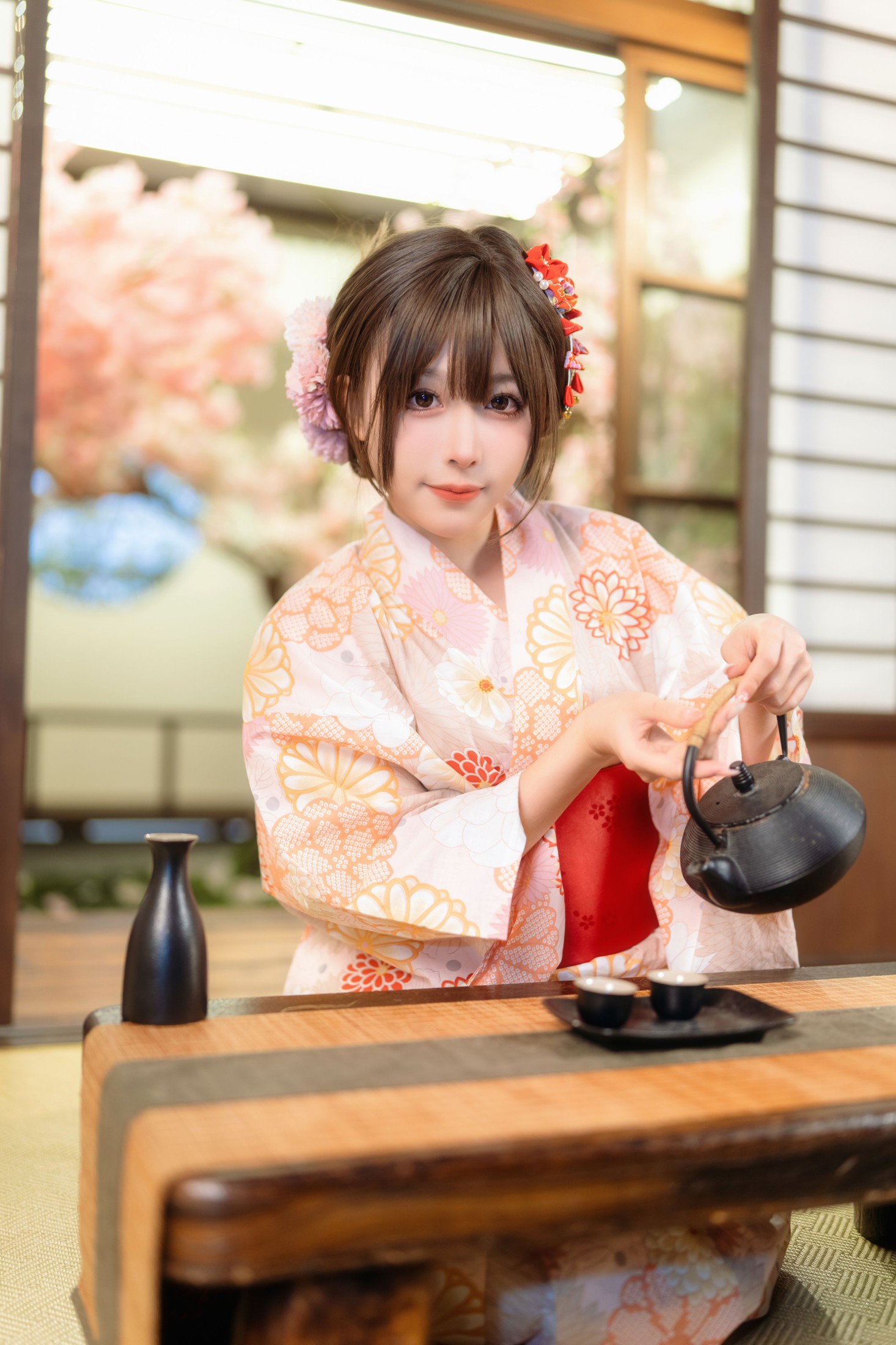 葡萄可尔必思 – 《樱花庭院和风浴衣》[23P]