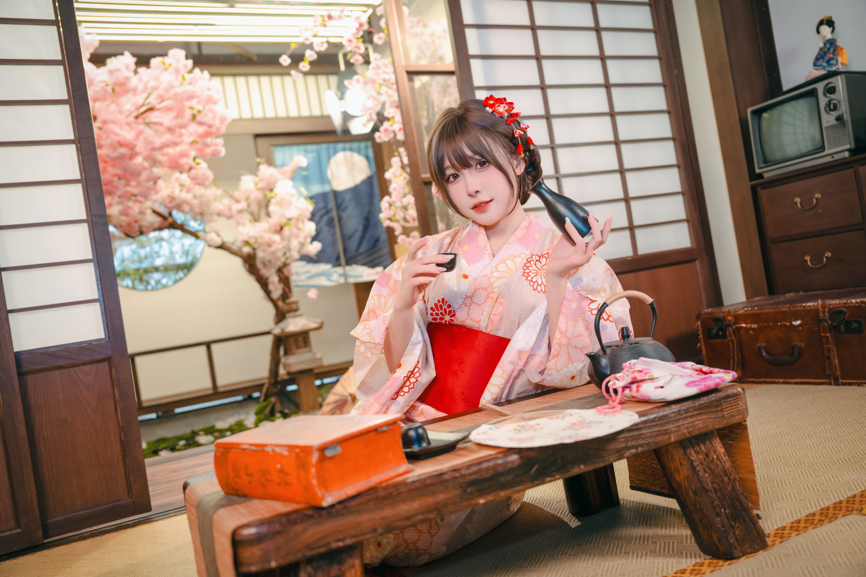 葡萄可尔必思 – 《樱花庭院和风浴衣》[23P]