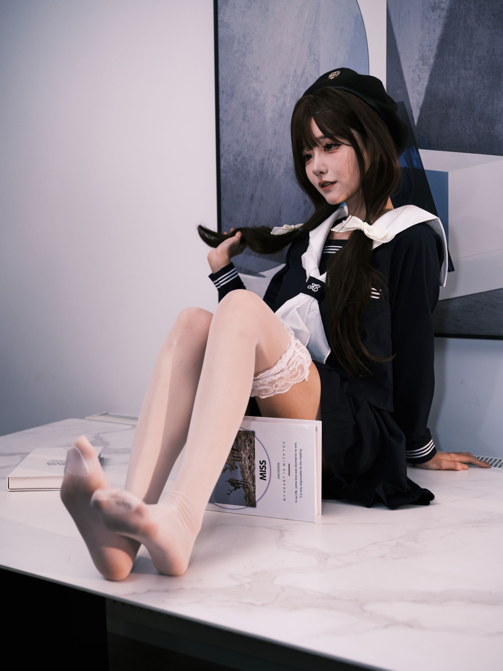 孟程程 – 《女水手的假日 深蓝白丝版》[16P]