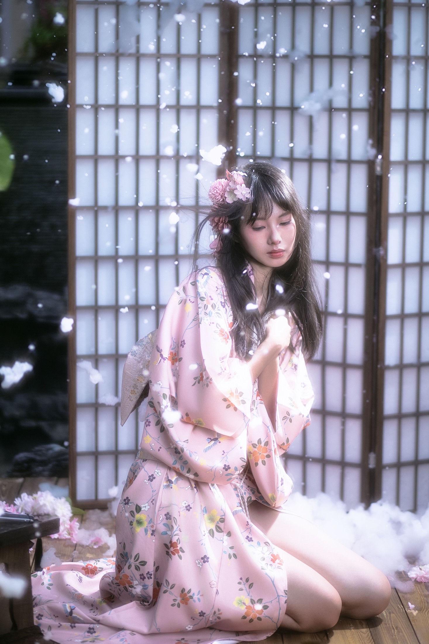 欣欣 – 《夜樱和服少女》[14P] 插图3