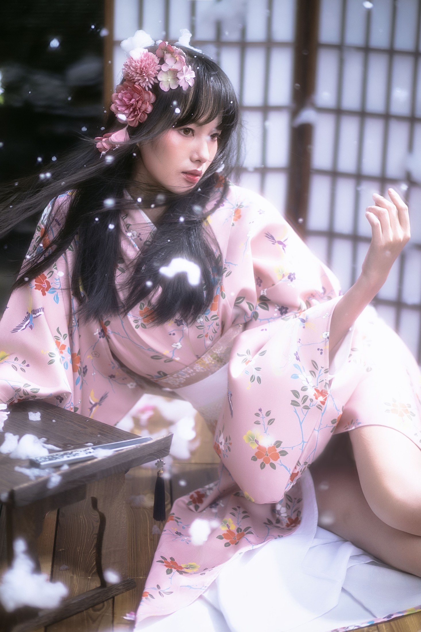 欣欣 – 《夜樱和服少女》[14P]