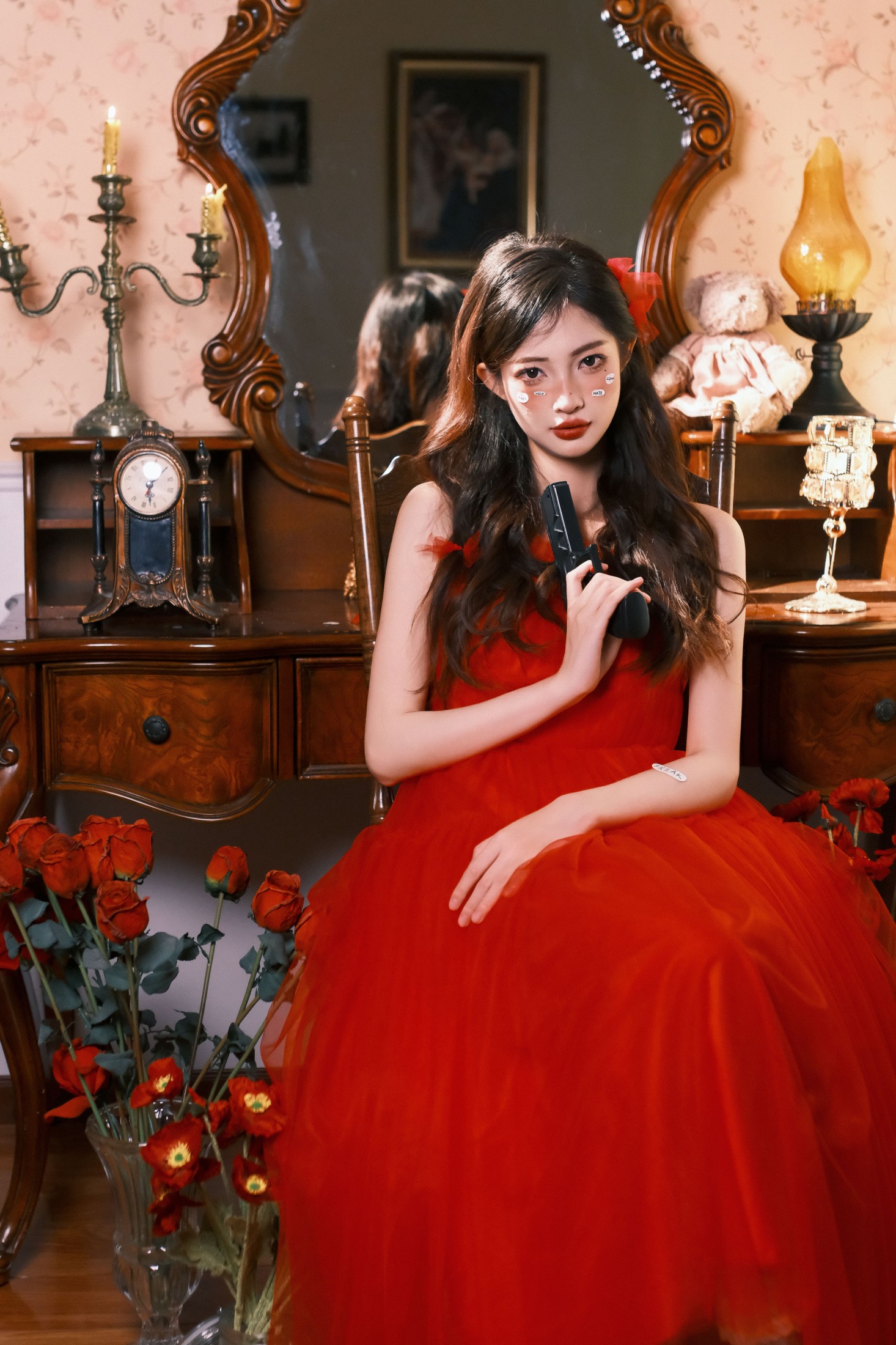 小呆同学 – 《红裙玫瑰》[57P]