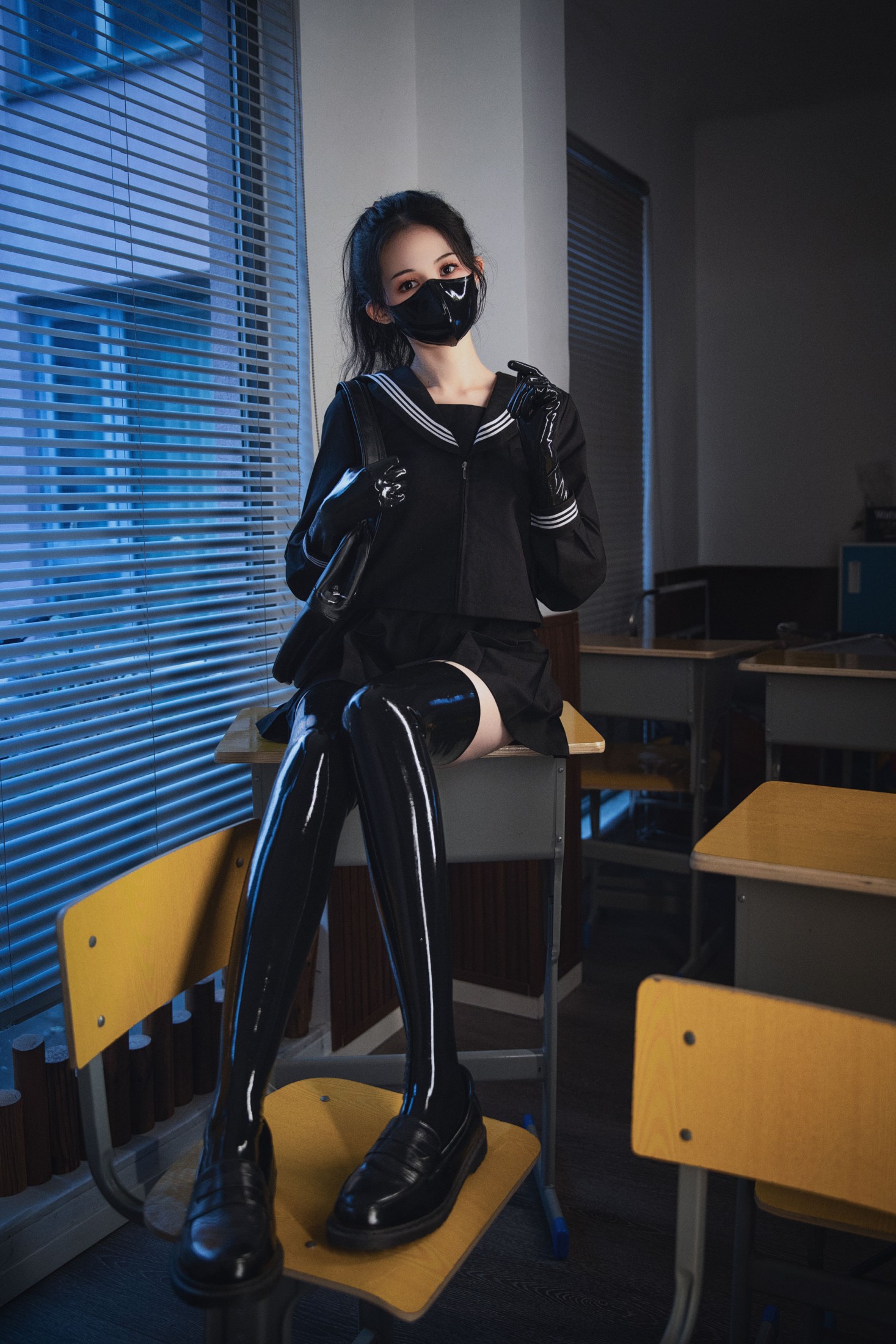 夏萱然 - 《乳胶jk》[12P]